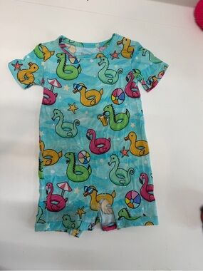Baby Bamboo Romper with Colorful pool Float Prints